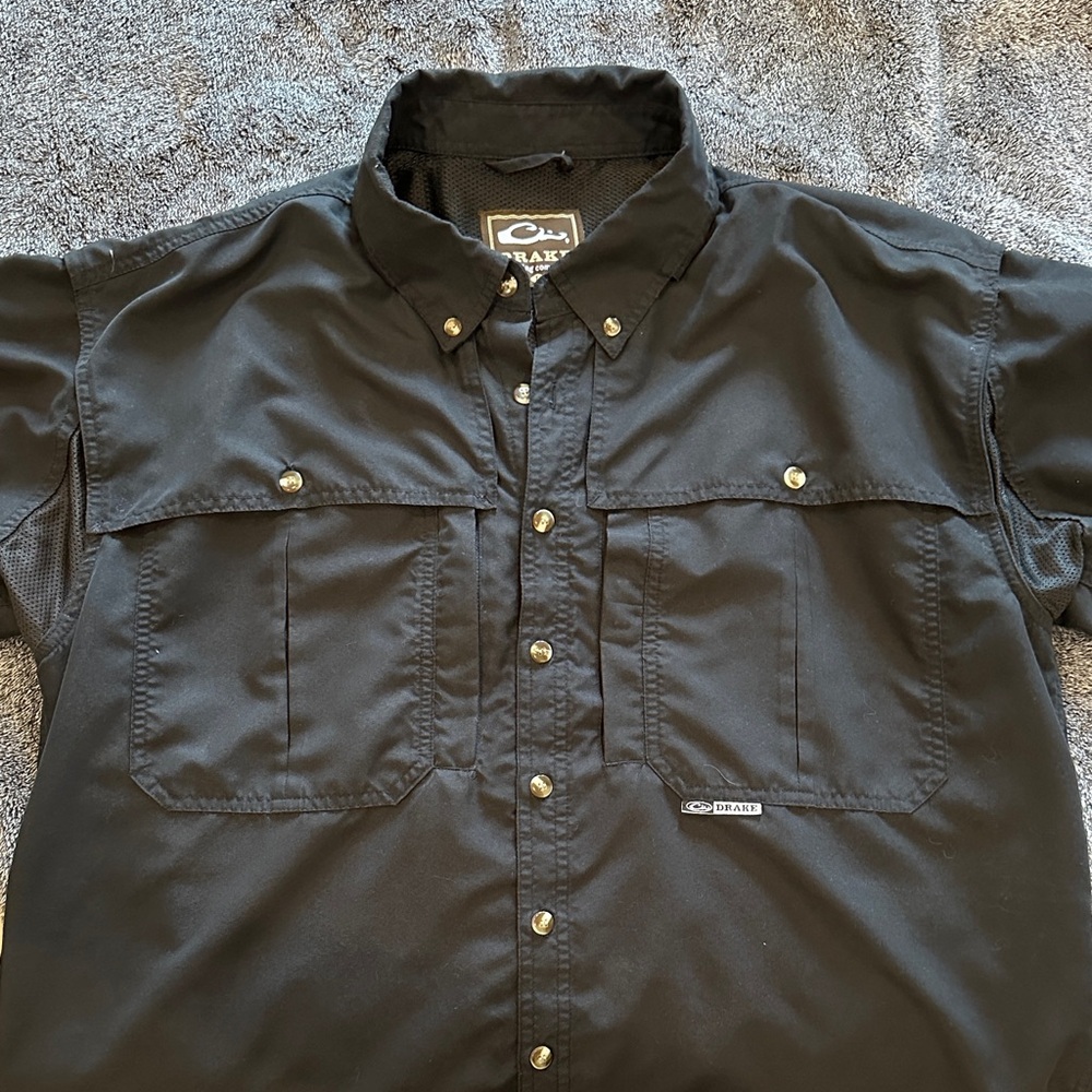 Drake Black Short-Sleeve Button-Down Shirt